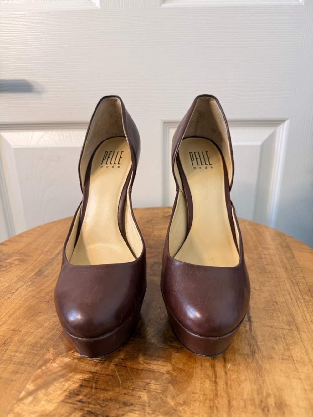 Pelle Moda Dark Brown Leather Platform Pumps
